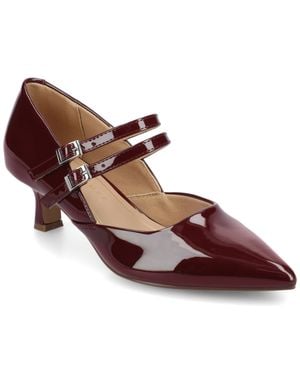 Journee Collection Carnation Wide-Width Kitten Heel Mary Jane Pumps - Red