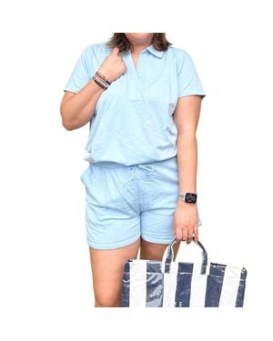 la society Drawstring Shorts Set - Blue