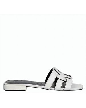 Furla Natural Leather Upper Smooth Slide Slippers - White