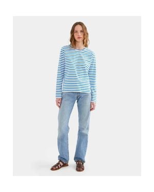 Kule Modern Long Sleeve Relaxed Neck Top - Blue