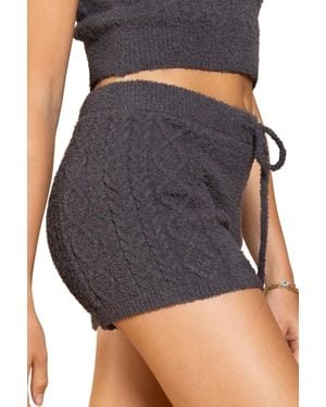 Pol Cozy Knit Cable Shorts - Gray