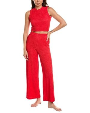 Marion 2Pc Crinkled Plisse Lounge Set - Red