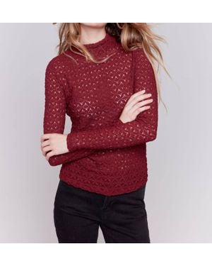 Charlie b Long Sleeve Mock Neck Top - Red