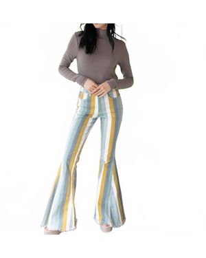 Saints & Hearts Striped Flare Jeans - Blue