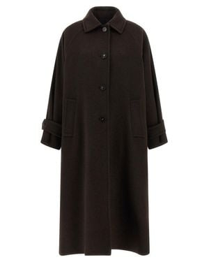 Alberto Biani Comfort Fit Long Virgin Wool Coat - Black