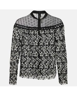 Self-Portrait Floral Lace Blouse - Black