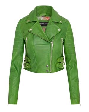 Infinity Leather Brando Cropped Leather Jacket-Longtown - Green