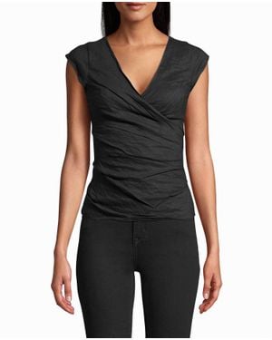 Nicole Miller Cotton Metal Logan Top - Black