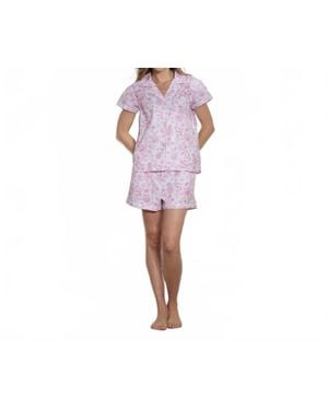 The Sleep Code Printed Floral Cotton Short Pj Set - Red