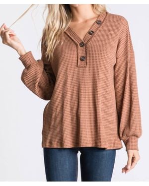 Hailey & Co Long Sleeve Waffle Top - Orange