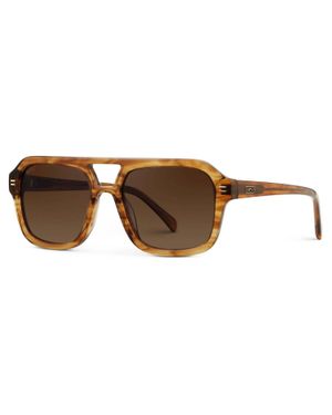 WMP Eyewear Sydney Bold Retro Aviator Sunglasses - Brown
