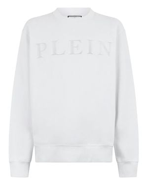 Philipp Plein Round Neck Sweatshirt Logo - White