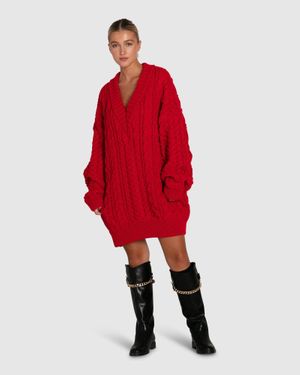 Belle & Bloom Still The One Chunky Oversize Knit - Red
