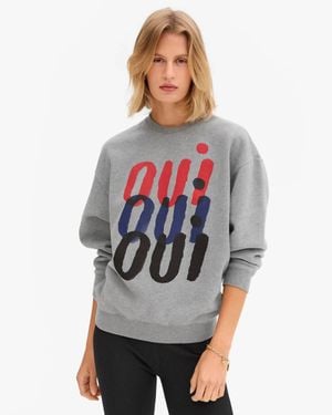 Clare V. Oversized Triple Oui Sweatshirt Top - Gray