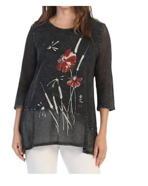 Jess & Jane Camelia Asymmetric Mesh Tunic - Black