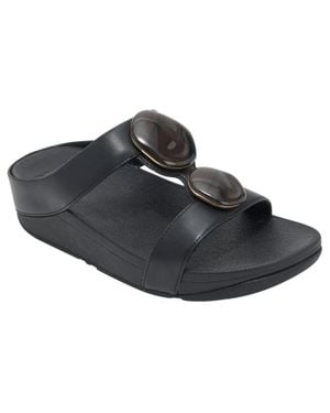 Fitflop Fino Marbled-Stone H-Bar Slide - Black