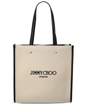 Jimmy Choo N/S Canvas & Leather Tote - Natural