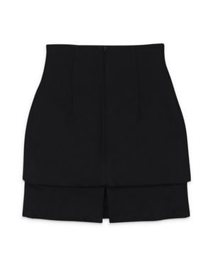 032c Short Skirt With Two Button Plackets - Black