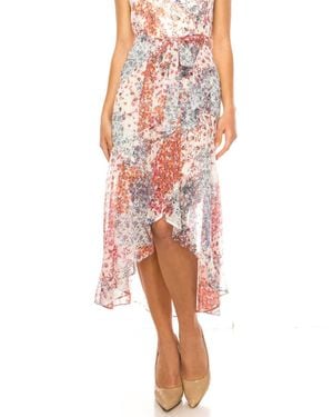 Maison Tara High-Low Floral Sleeveless Dress - Red