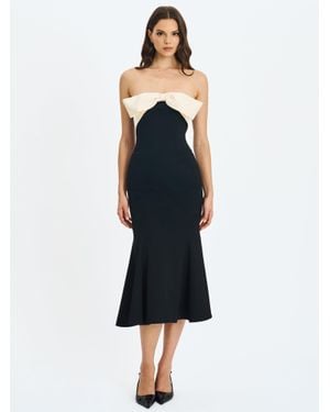 Miss Circle Saige Mermaid Midi Dress With Ivory Bow Bustline - Blue