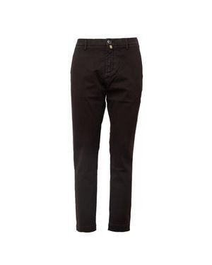 Jacob Cohen Regular Fit Pants With Woven Leather Patch - Black