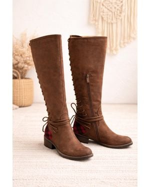 Very Volatile Buffalo Plaid Boots - Brown