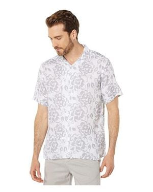 Benson Malibu Shirt Floral 100% Linen Button-Up Jdm932 - White