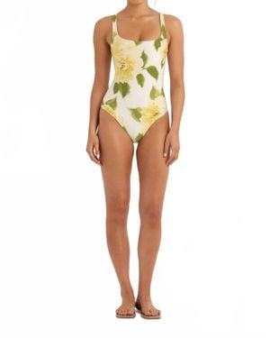 Peony Square Neck One Piece Swimsuit - Multicolor