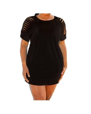 Always for Me Plus Size Jersey Cut Out Cover Up Dress - Black