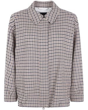 Seventy Cropped Checked Concealed Closure Shirt Jacket - Gray
