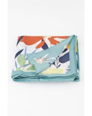 TRUEDAMES Vibrant Bloom Print Soft Draped Scarf - Blue