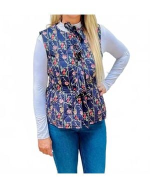 Umgee Brooke Quilted Vest - Blue