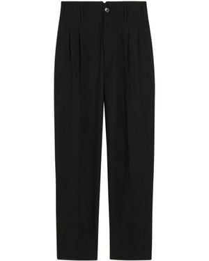 Ami Paris Zuit Wide-Leg Pleated Virgin Wool Pants - Black