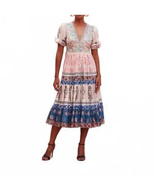 Mo Maya Peacock Flare Dress - Blue