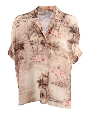 Shirtaporter Printed Voile Tunic Cotton Silk Jacket - Natural