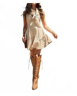 Blue B Gingham Flare Mini Dress - Natural