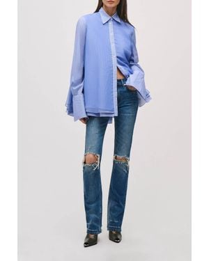 Brandon Maxwell Riggs Distressed Cigarette Jean - Blue