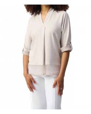 Joseph Ribkoff Woven And Mesh Boxy Top - White