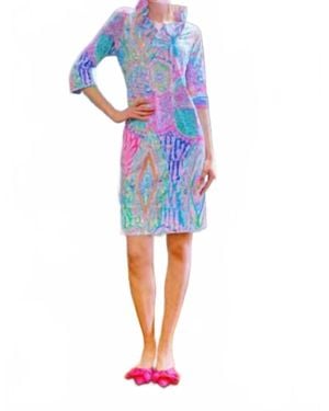 Gretchen Scott Ruffneck 3/4 Sleeve Dress - Blue