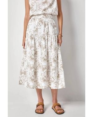 Lilla P Poplin Yoke Midi Skirt - Multicolor