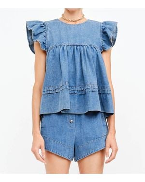 SOFIA The Label Simone Poplin Shorts - Blue