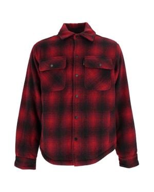 Schott Nyc Plaid Short Button-Up Shirt Jacket - Red