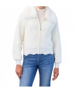 Fdj Detachable Collar Sweater Bomber Jacket - White