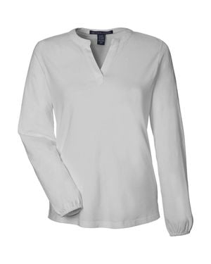 Devon & Jones Raleigh Half-Placket Knit Top - Gray