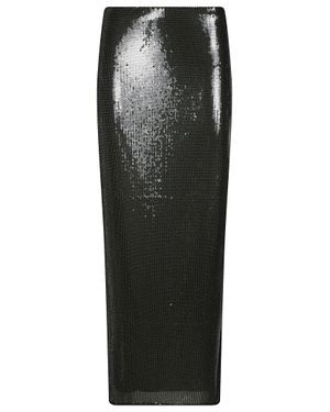 Patrizia Pepe Fitted Long Skirt With Subtle Back Slit And Shimmering Texture - Black