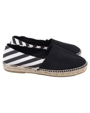 Off-White c/o Virgil Abloh Striped Slip-On Espadrille Flats - Black