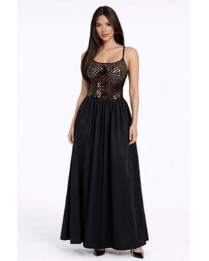TRUEDAMES Netted Sequin Maxi Dress - Black