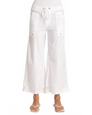 XCVI Roel Poplin Mesh Gaucho Crop Pants - White