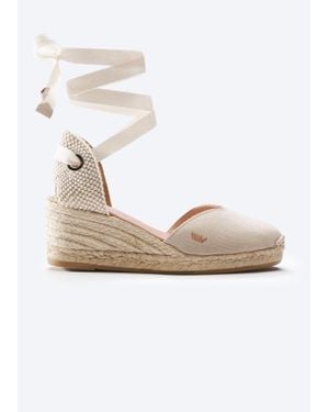 VISCATA Gava Canvas Espadrille Wedges - White