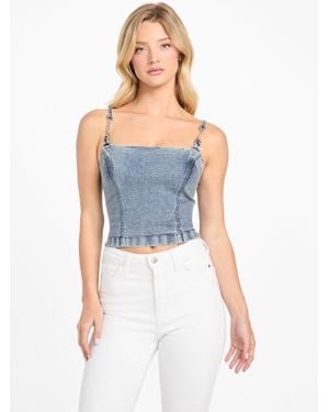 Guess Eco Bailee Chain Denim Top - Blue